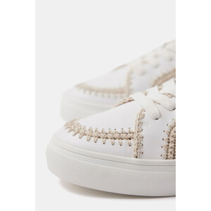 Mint Velvet White Leather Stitch Detail Trainers